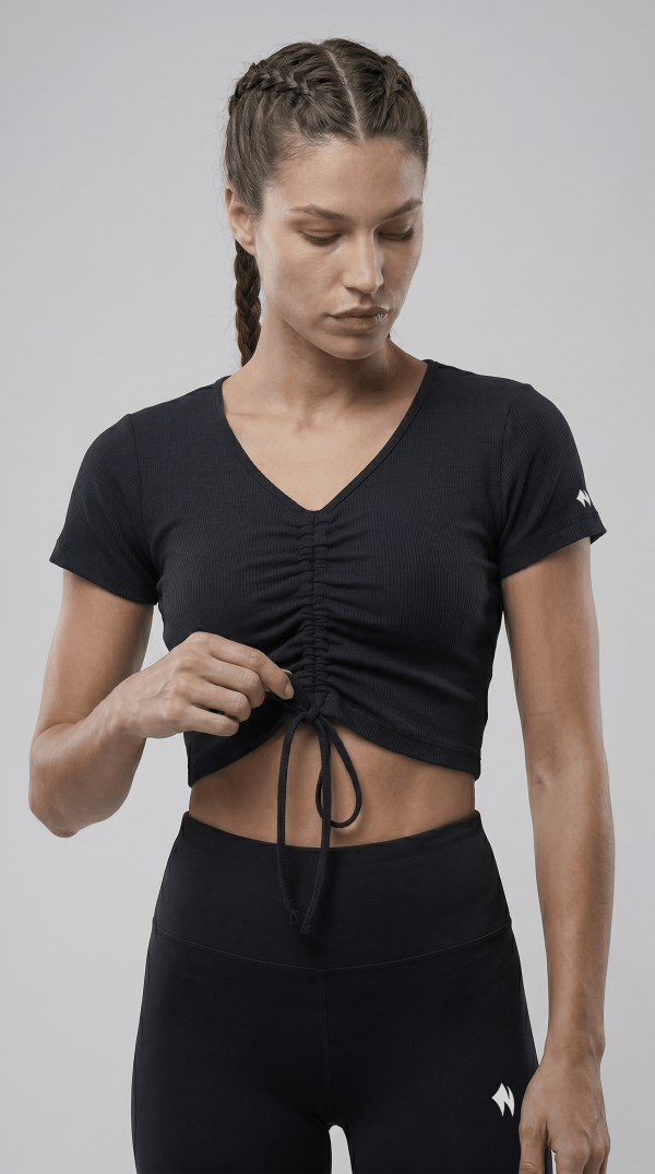 Büzgülü Crop Tişört