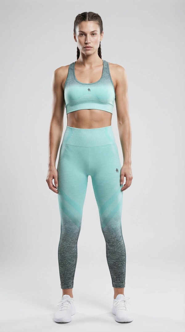 Mint Yeşili Degrade Dikişsiz Seamless Spor Tayt