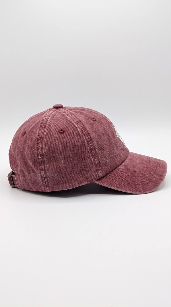 Yıkama Efektli Bordo Beyzbol Şapka (Unisex)