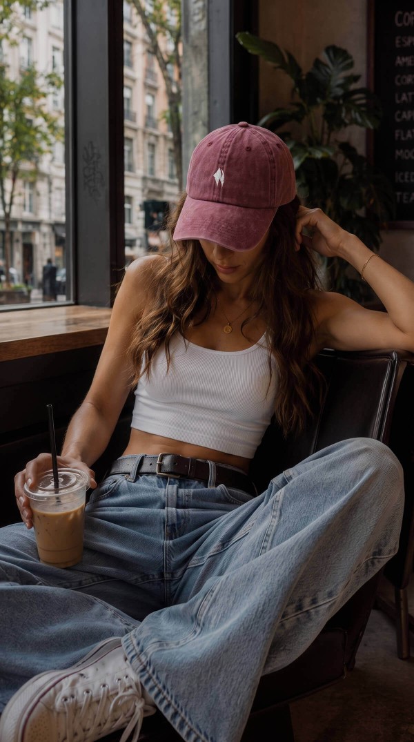 Yıkama Efektli Bordo Beyzbol Şapka (Unisex)