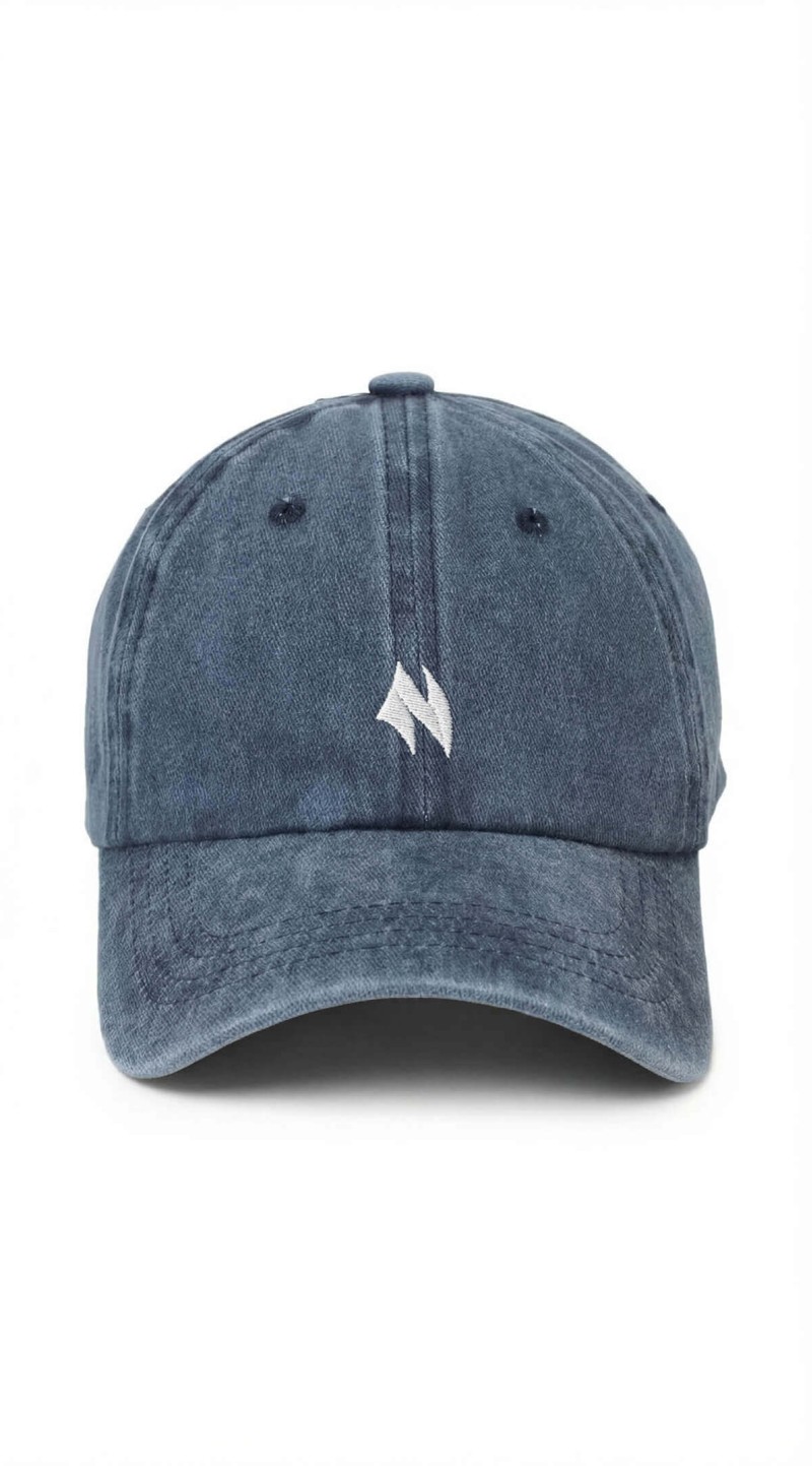 Vintage Yıkamalı Denim Nakışlı Şapka
