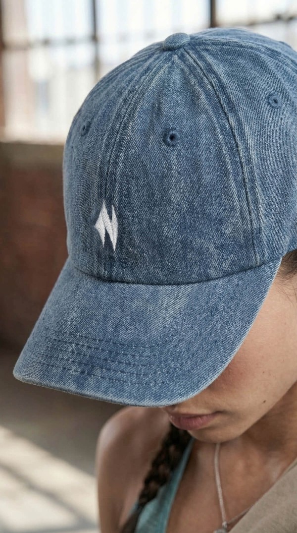 Vintage Yıkamalı Mavi Denim Şapka