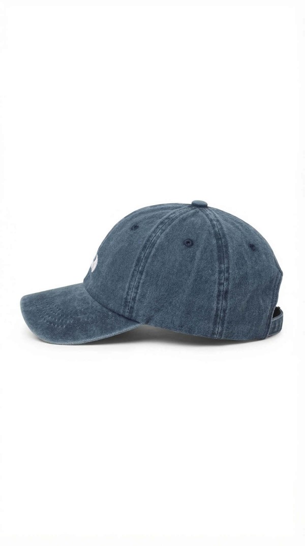 Vintage Yıkamalı Denim Nakışlı Şapka