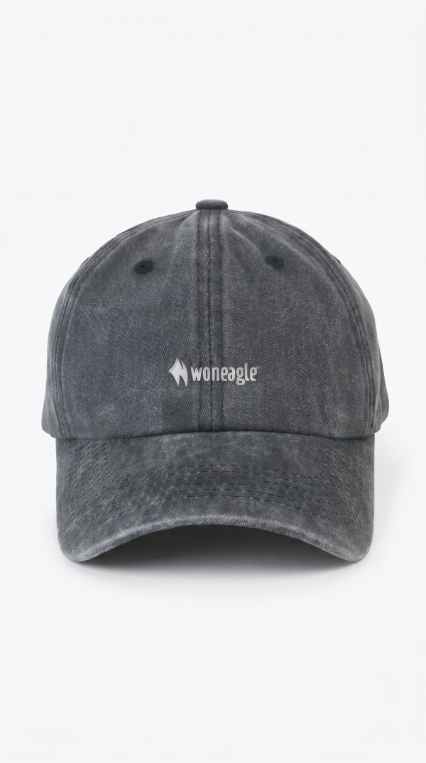 Woneagle Yıkamalı Eskitme Görünümlü Siyah Beyzbol Şapkası UNISEX
