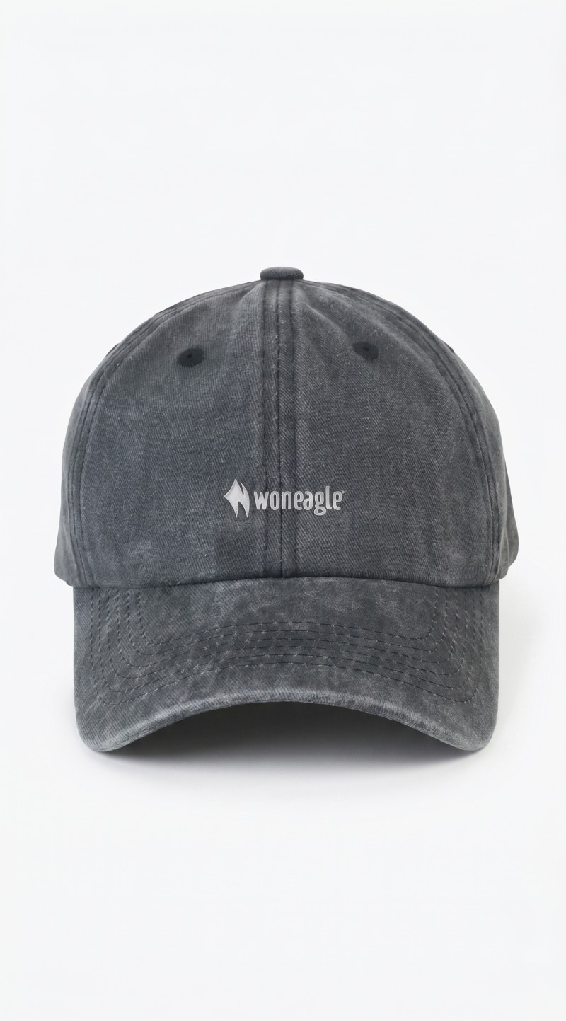 Woneagle Yıkamalı Eskitme Görünümlü Siyah Beyzbol Şapkası UNISEX