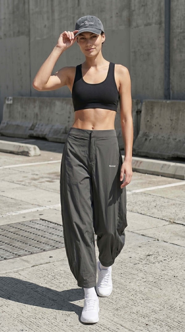 Rahat ve Şık Koyu Gri Büzgülü Cepli Jogger Pantolon