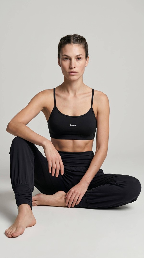 Kadın Siyah Yüksek Bel Büzgü Detaylı Yoga Pantolon Takım